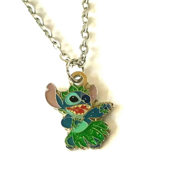 Vintage Disney Lilo & Stitch Necklace Charm Aulani Hawaii Ohana Disneyana 18" - Picture 1 of 6